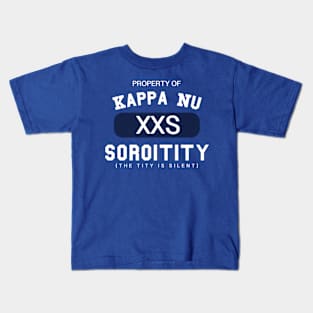 Property of Kappa Nu Soroitity (The Tity Is Silent) White Text Kids T-Shirt